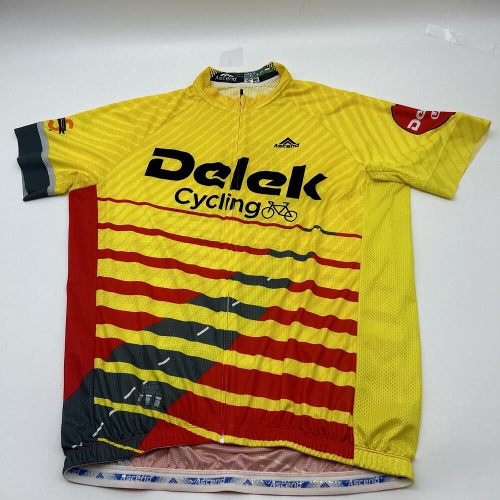 Ascend Men’s Cycling Jersey Size XL Delek Cycling Yellow Red